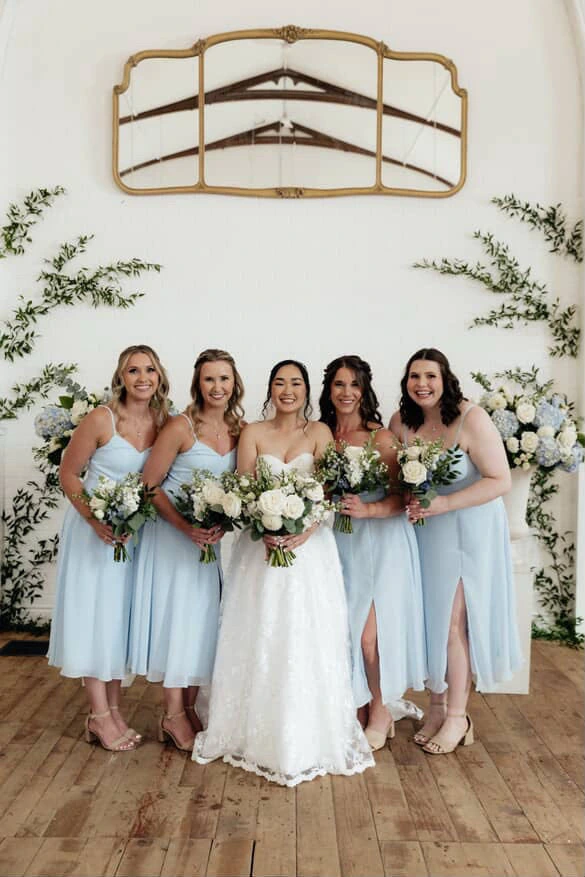 Bride with bridesmaids